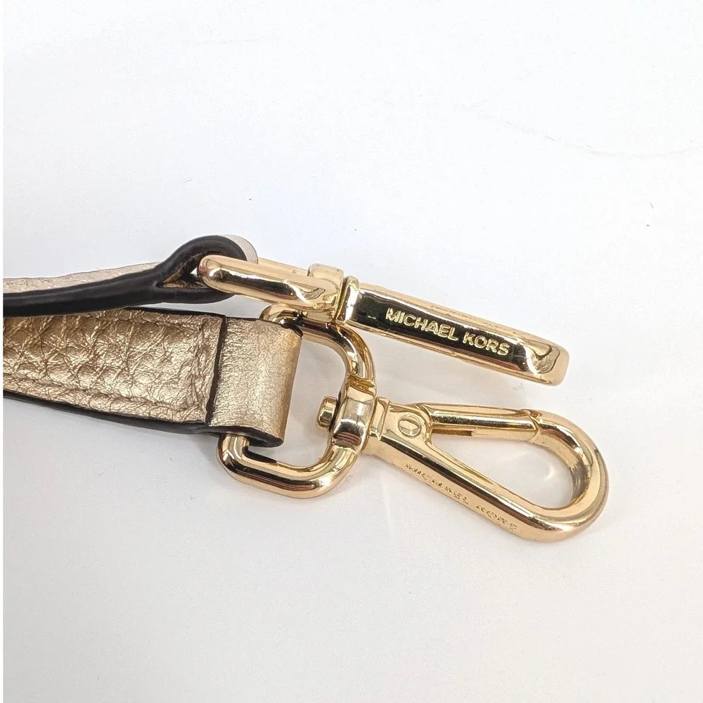Michael Kors Gold Metallic Leather Adjustable‎ Crossbody Handbag Strap 44